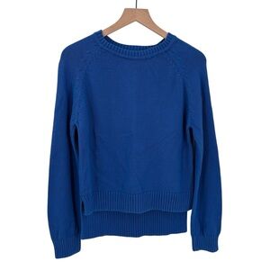 Able High Low Crew Neck Pullover Royal Blue Sweater Small